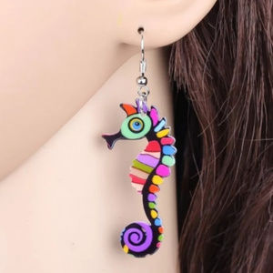 New Colorful Seahorse Acrylic Earrings